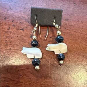 Silver and Black Bear Fetish Earrings